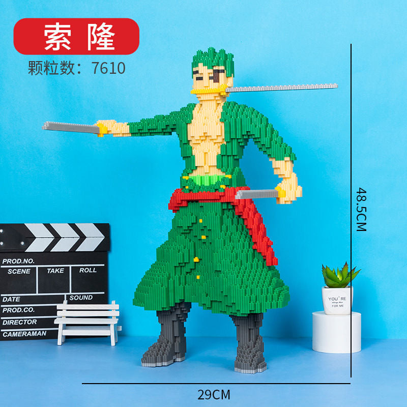 One Piece Swordsman Zoro Brick Demon Waterfall Compatible with LEGO Brick Building Blocks Educational Puzzle Toy for Boys