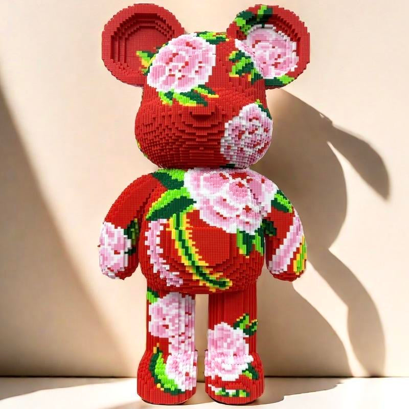 87cm Giant Flower Cotton Coat Bear Assembly Compatible with LEGO Blocks 3D Adult Favorite