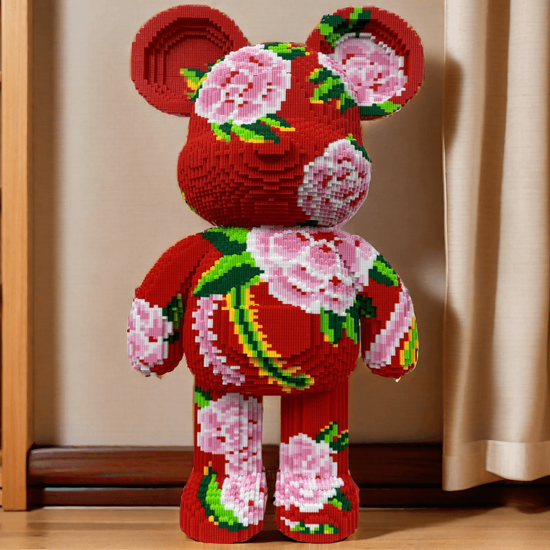 87cm Giant Flower Cotton Coat Bear Assembly Compatible with LEGO Blocks 3D Adult Favorite