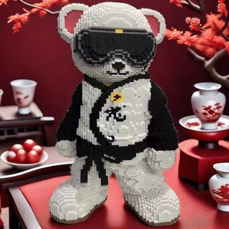 Kung Fu Tai Chi Bear compatible with Lego building blocks assembly particles three-dimensional adult gift