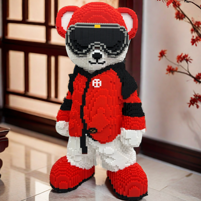 Kung Fu Tai Chi Bear compatible with Lego building blocks assembly particles three-dimensional adult gift