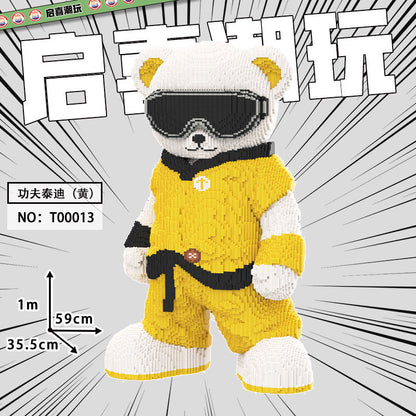 Kung Fu Tai Chi Bear compatible with Lego building blocks assembly particles three-dimensional adult gift